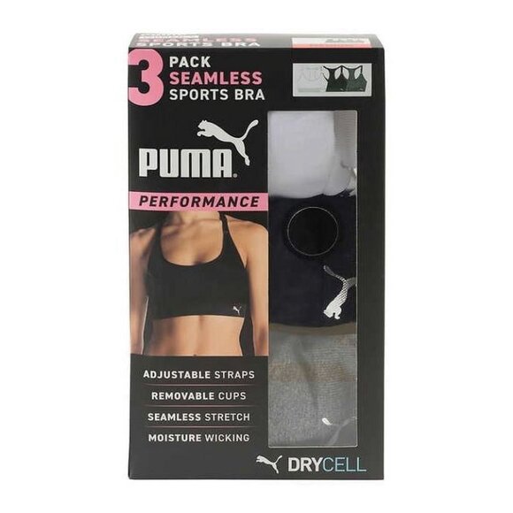 3 Pack / PUMA Women Sports Bra, 3-Pack (Black/White/Grey, Small) - Picture 5 of 5